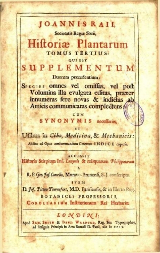 Historia plantarum generalis [...] Tomus tertius