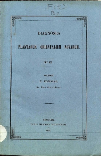 Diagnoses plantarum Orientalium novarum. N.º 12