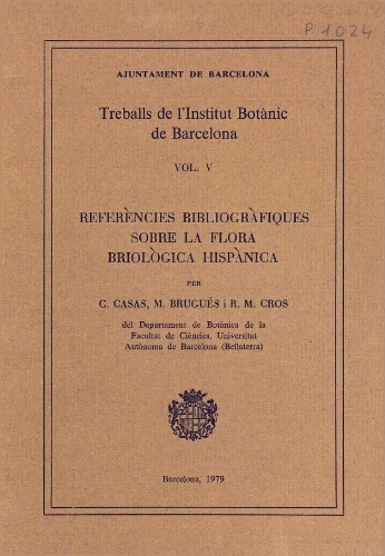 Treballs de l'Institut Botànic de Barcelona. Vol. V