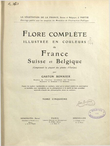 Flore complète illustrée en couleurs de France, Suisse et Belgique. T. 5