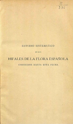 Estudio sistemático de los Hifales de la flora española