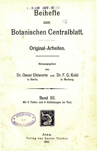 Beihefte zum Botanischen Centralblatt [...] Band XII