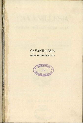 Cavanillesia [...] Vol. IV