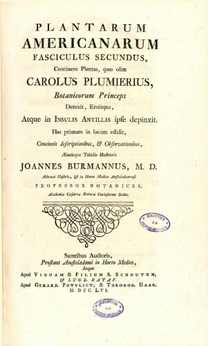 Plantarum Americanarum fasciculus secundus
