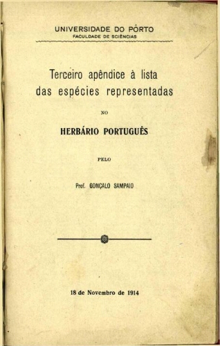 Terceiro apêndice à lista das espécies representadas no Herbário português