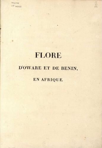 Flore d'Oware [...] Tome second