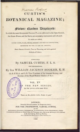 Curtis's Botanical Magazine (1801). Vol. 68 (Vol. 15 of the new series)