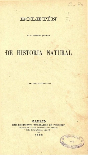 Boletín de la Sociedad Española de Historia Natural [Tomo 3]