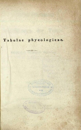 Tabulae phycologicae [...] VII. Band