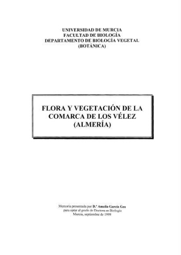 Flora y vegetación de la Comarca de los Vélez (Almeria)