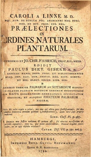 Praelectiones in ordines naturales plantarum