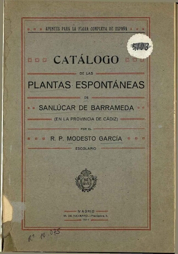 Catálogo de las plantas espontáneas de Sanlúcar de Barrameda