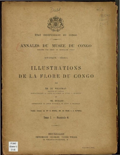 Annales du Musée du Congo (Belge). Série I. Botanique. Tome I -- Fasc. 6