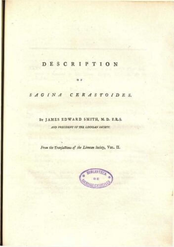 Description of Sagina cerastoides, a new British Plant discovered in Scotland by Mr. James Dickson, F. L. S.