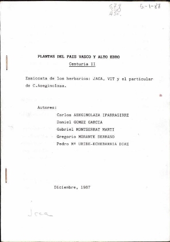 Plantas del País Vasco y Alto Ebro. Centuria II