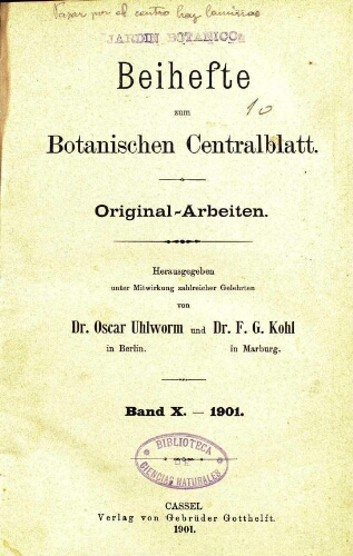 Beihefte zum Botanischen Centralblatt [...] Band X. 1901