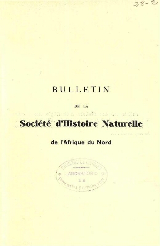 Bulletin de la Société d'histoire naturelle de l'Afrique du nord [...] Tome vingt-sixième
