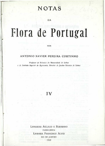 Notas da Flora de Portugal [...] IV