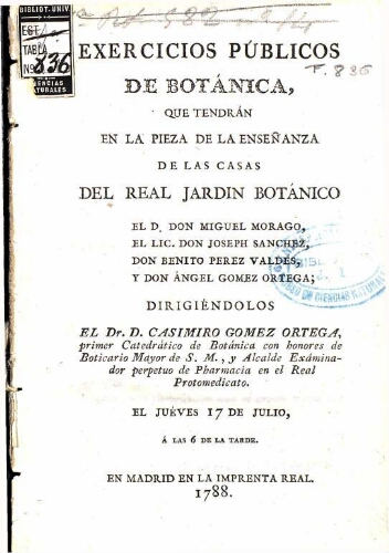 Exercicios públicos de botánica [1788]