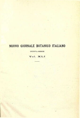 Nuovo Giornale botanico italiano. (Nuova serie). V. 41