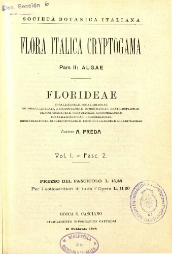 Flora Italica cryptogama. Pars II: Algae. [...] Fasc. N. 2