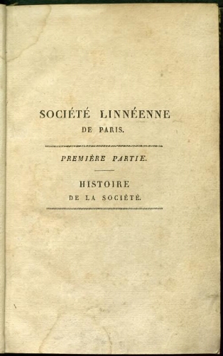 Mémoires de la Société linnéenne de Paris. T. 1 (1822)