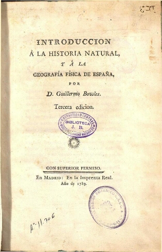 Introducción a la historia natural y a la geografía física de España [...] Tercera edición