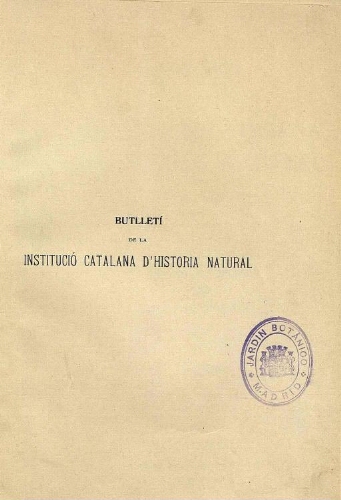 Butlletí de la Institució Catalana d'Història Natural [...] Vol. XV