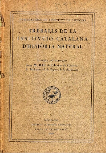 Treballs de la Institució Catalana d'Història Natural [...] [Vol. 4]