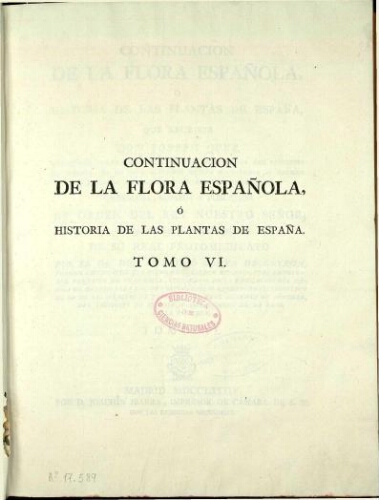 Continuacion de la Flora española [...] T. 6