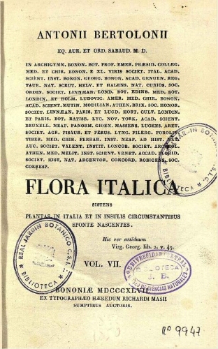 Flora Italica [...] Vol. VII