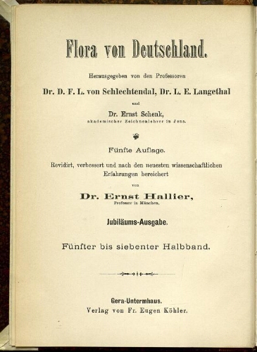 Flora von Deutschland. Band 29. Halbband 5-7: 112. Compositae. (Theil 1)