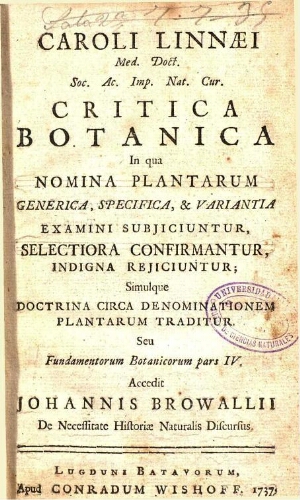 Critica botanica
