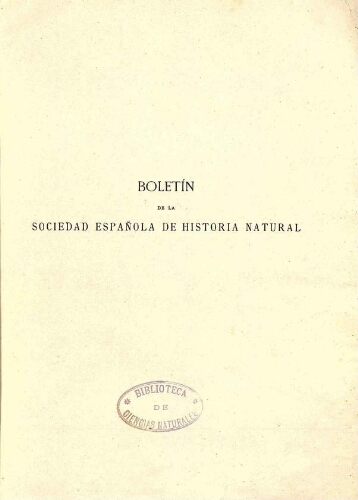 Boletín de la Sociedad Española de Historia Natural. Tomo 31