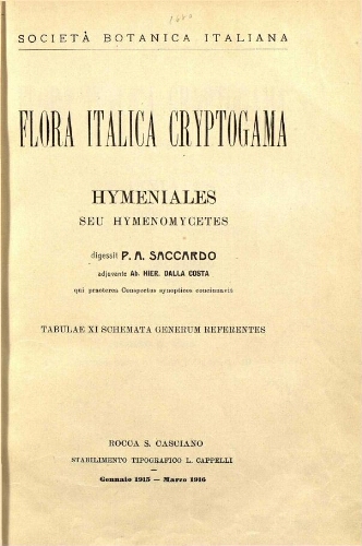 Flora Italica cryptogama. Pars I: Fungi. [...] [Fasc. 14]