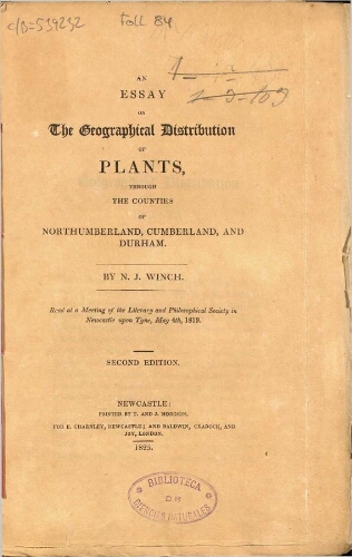 An essay on the geographical distribution of plants [...] Second Edition