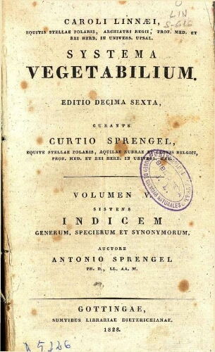 Systema vegetabilium. Editio decima sexta [...] Volumen V
