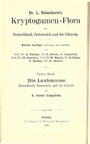 Rabenhorst's Kryptogamen-Flora [...] Zweite Auflage [...] [Band 4, Abth. 2]