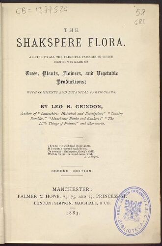 The Shakspere flora. 2nd ed.