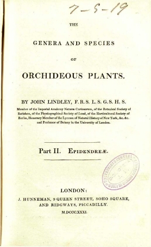 The genera and species of orchidaceous plants [...] Part II. Epidendreae