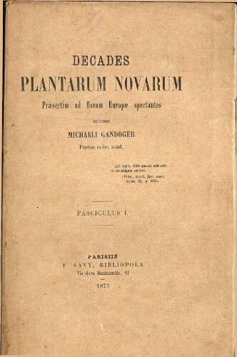 Decades plantarum novarum [...] Fasciculus I