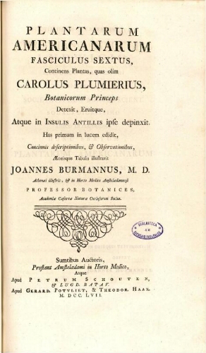 Plantarum Americanarum fasciculus sextus
