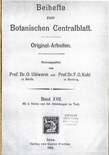 Beihefte zum Botanischen Centralblatt [...] Band XVII
