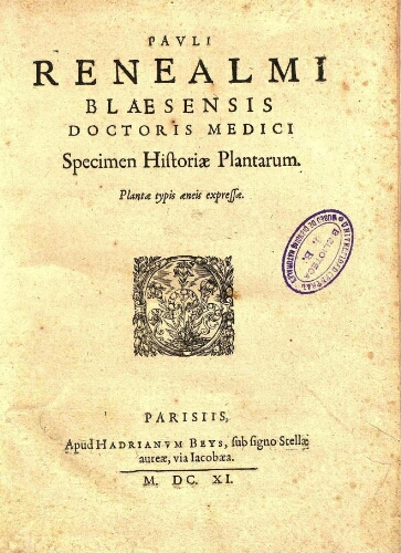 Specimen historiae plantarum