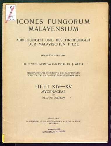 Icones fungorum malayensium. Heft 14-15. Mycenaceae