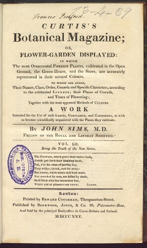 Curtis's Botanical Magazine (1801). Vol. 52 (Vol. 10 of the new series)