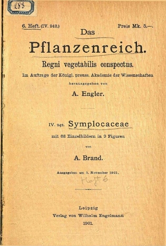 Symplocaceae. In: Engler, Das Pflanzenreich [...] [Heft 6] IV. 242
