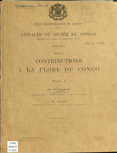 Annales du Musée du Congo (Belge). Série II. Botanique. Tome I -- Fasc. 2 (2me partie)