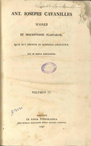 Icones et descriptiones plantarum [...] Volumen IV
