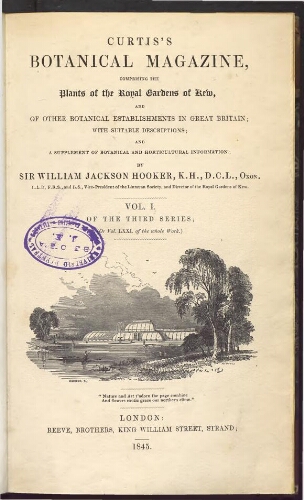 Curtis's Botanical Magazine (1801). Vol. 71 (Vol. 1 of the third series)